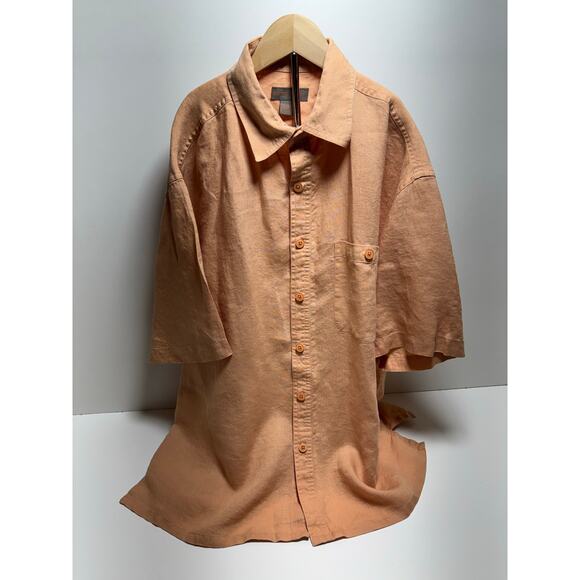 Sette Ponte Shirt Linen Button Front Short Sleeve Shirt Copper Color Beach - Picture 1 of 8